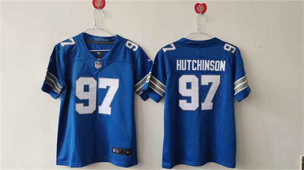 Women%27s Detroit Lions #97 Aidan Hutchinson Blue Vapor Stitched Jersey
